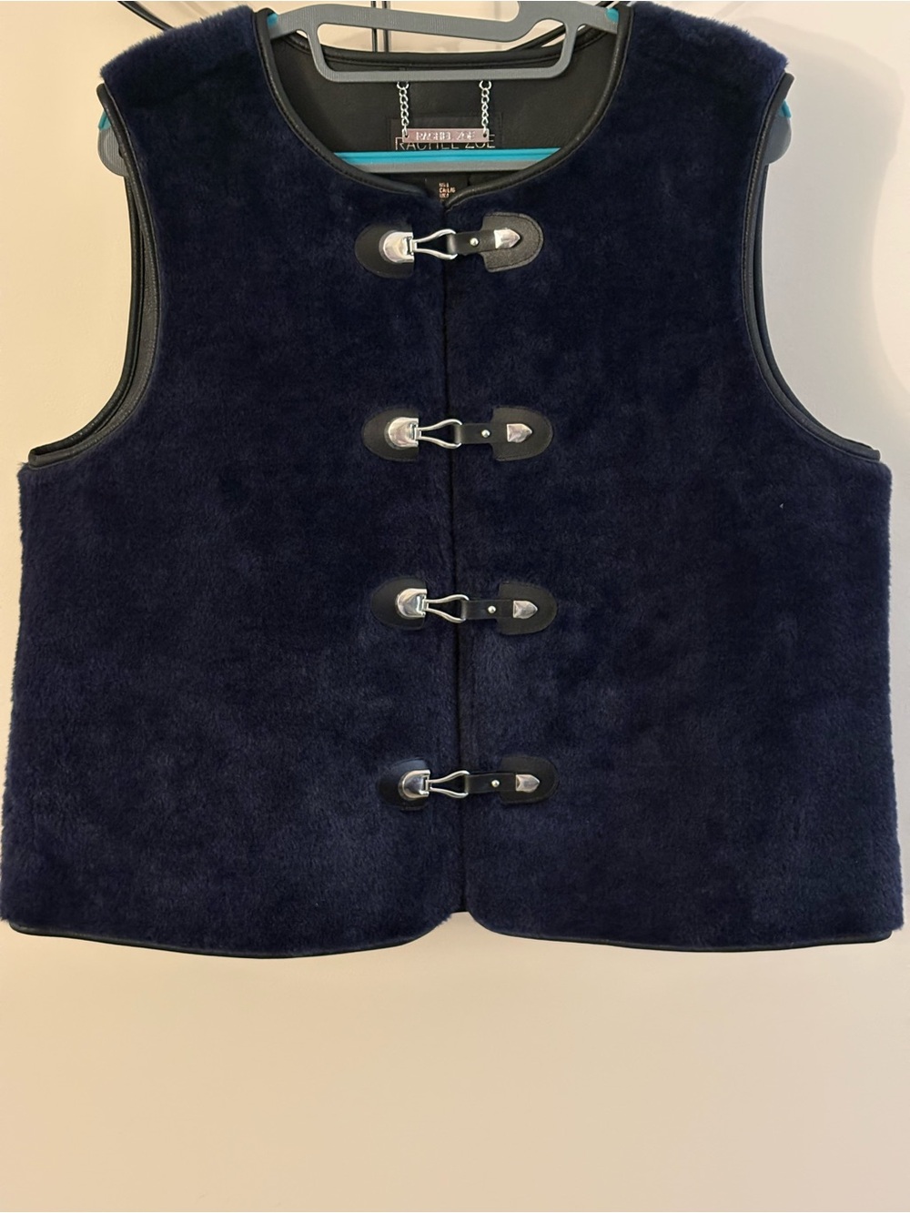 Rachel Zoe Navy Faux Shearling Toggle Vest